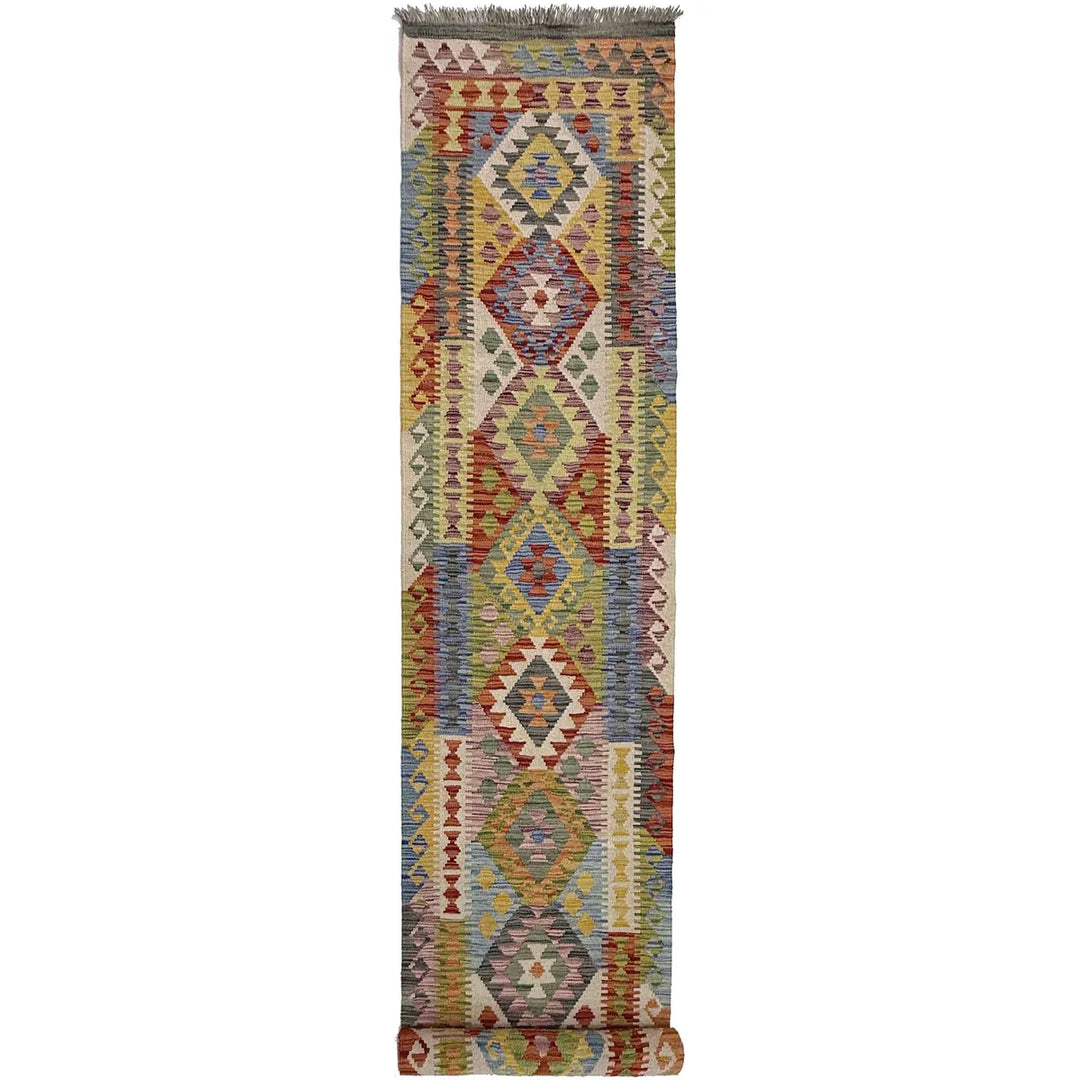 Afghan Kilim Rug 2' 6" x 12' 11" Flat-Weave | No. AL38067