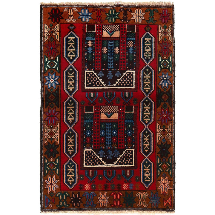 Afghan Baluchi Rug 2' 11" x 4' 5" Hand-Knotted | No. AL38140