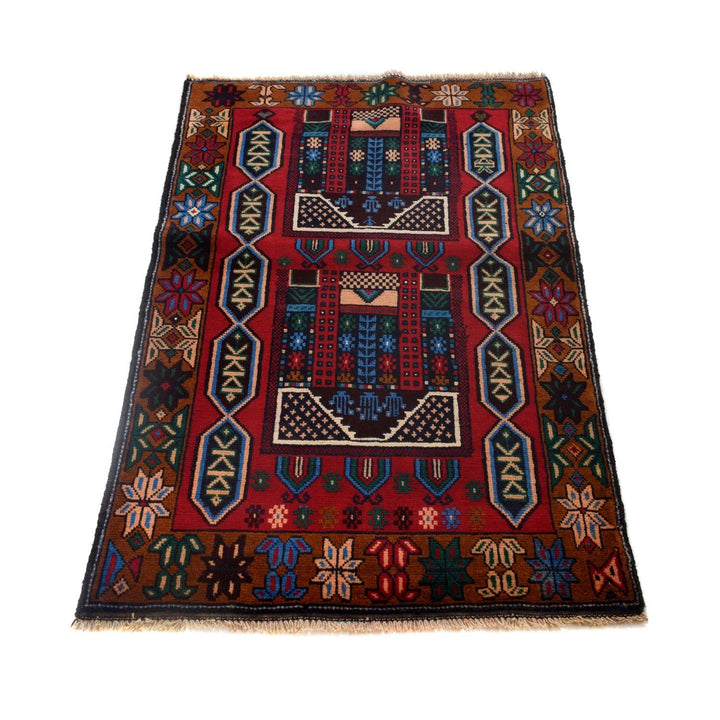 Afghan Baluchi Rug 2' 11" x 4' 5" Hand-Knotted | No. AL38140