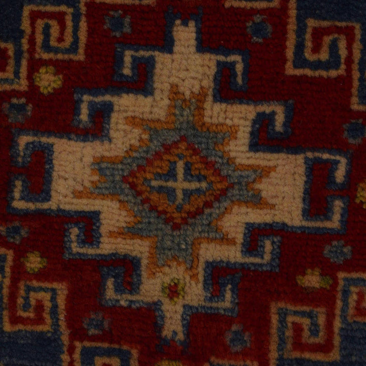 Blue Afghan Kazak Rug 2'10" x 3'9" Hand-Knotted | No. AL38142