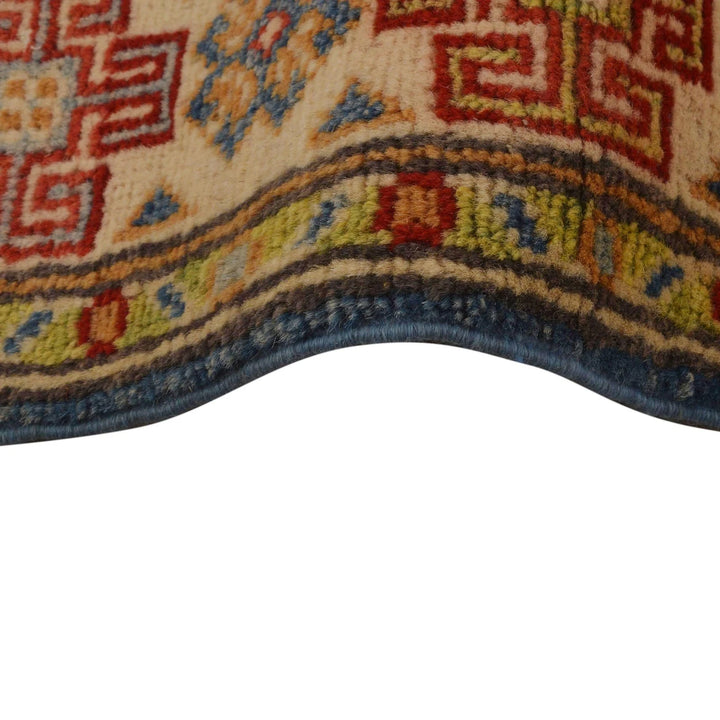 Blue Afghan Kazak Rug 2'10" x 3'9" Hand-Knotted | No. AL38142