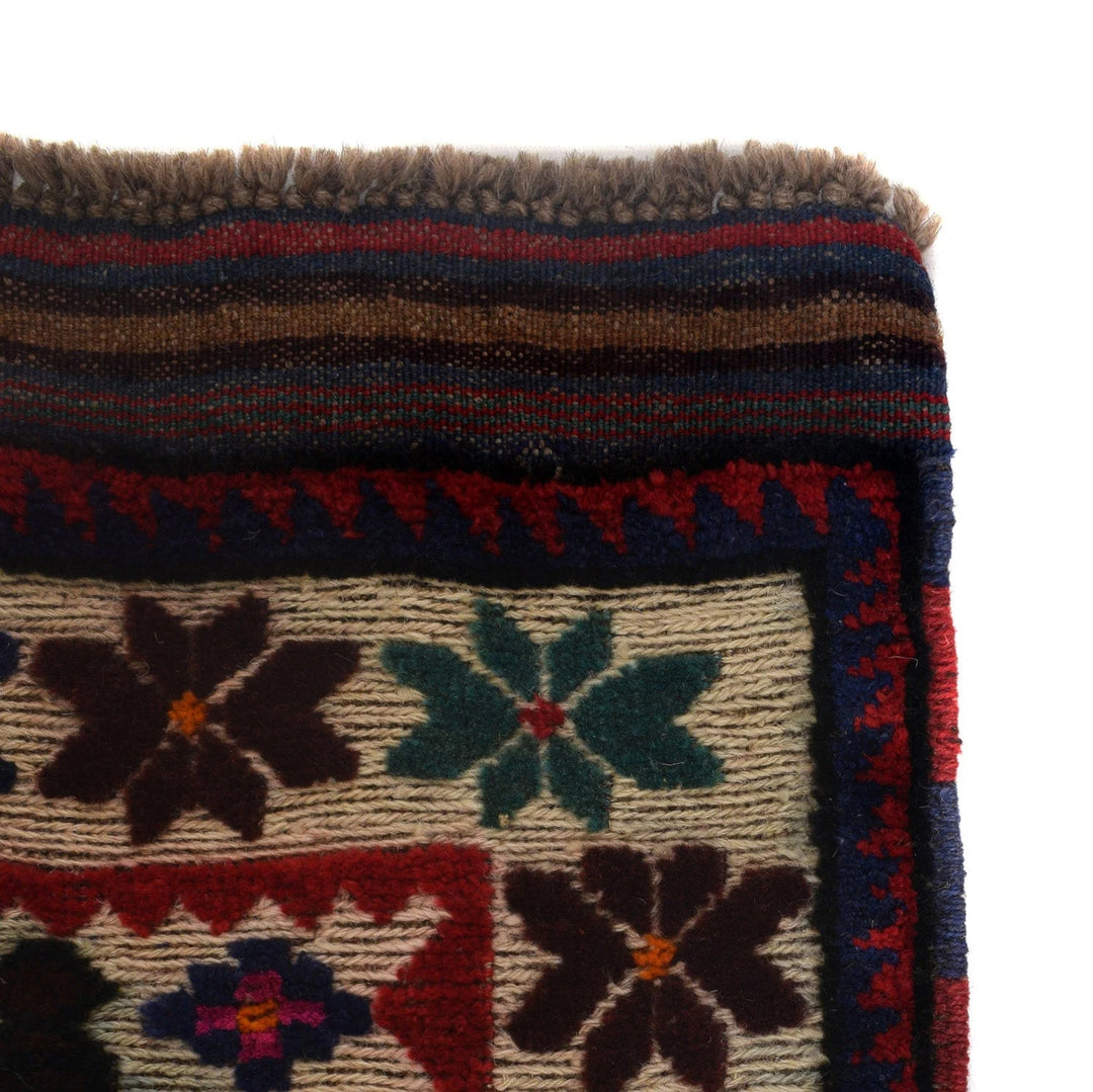 Ivory Afghan War Kilim Rug 2' 8" x 4' 6" Flat-Weave | No. AL38145