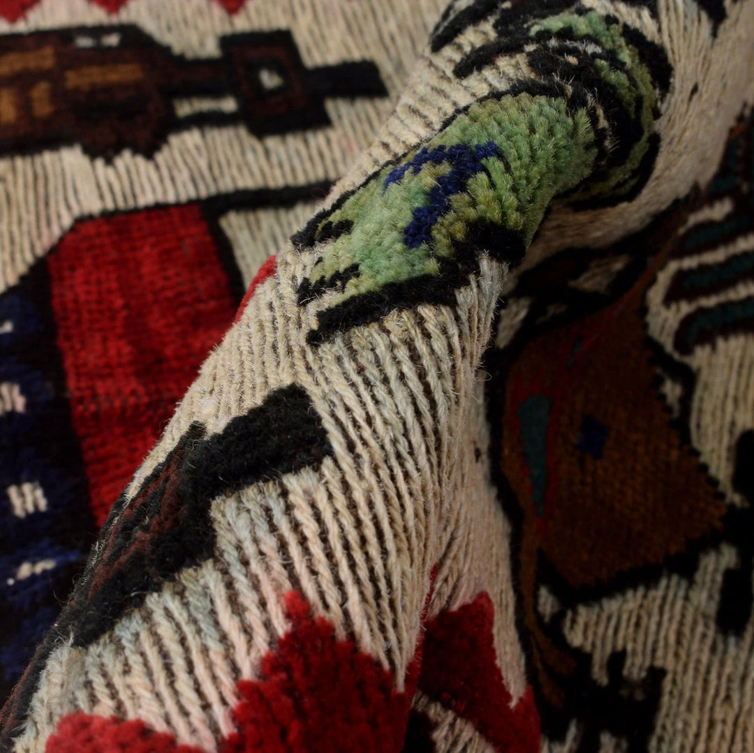 Ivory Afghan War Kilim Rug 2' 8" x 4' 6" Flat-Weave | No. AL38145