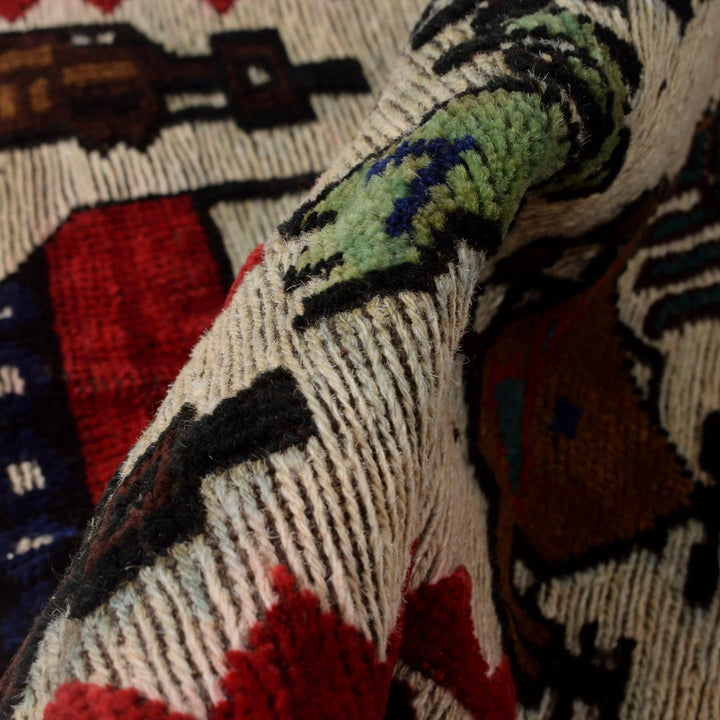Ivory Afghan War Kilim Rug 2' 8" x 4' 6" Flat-Weave | No. AL38145