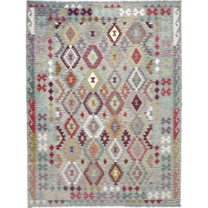 Afghan Kilim Rug 6' 7" x 9' 6" Flat-Weave | No. AL38147