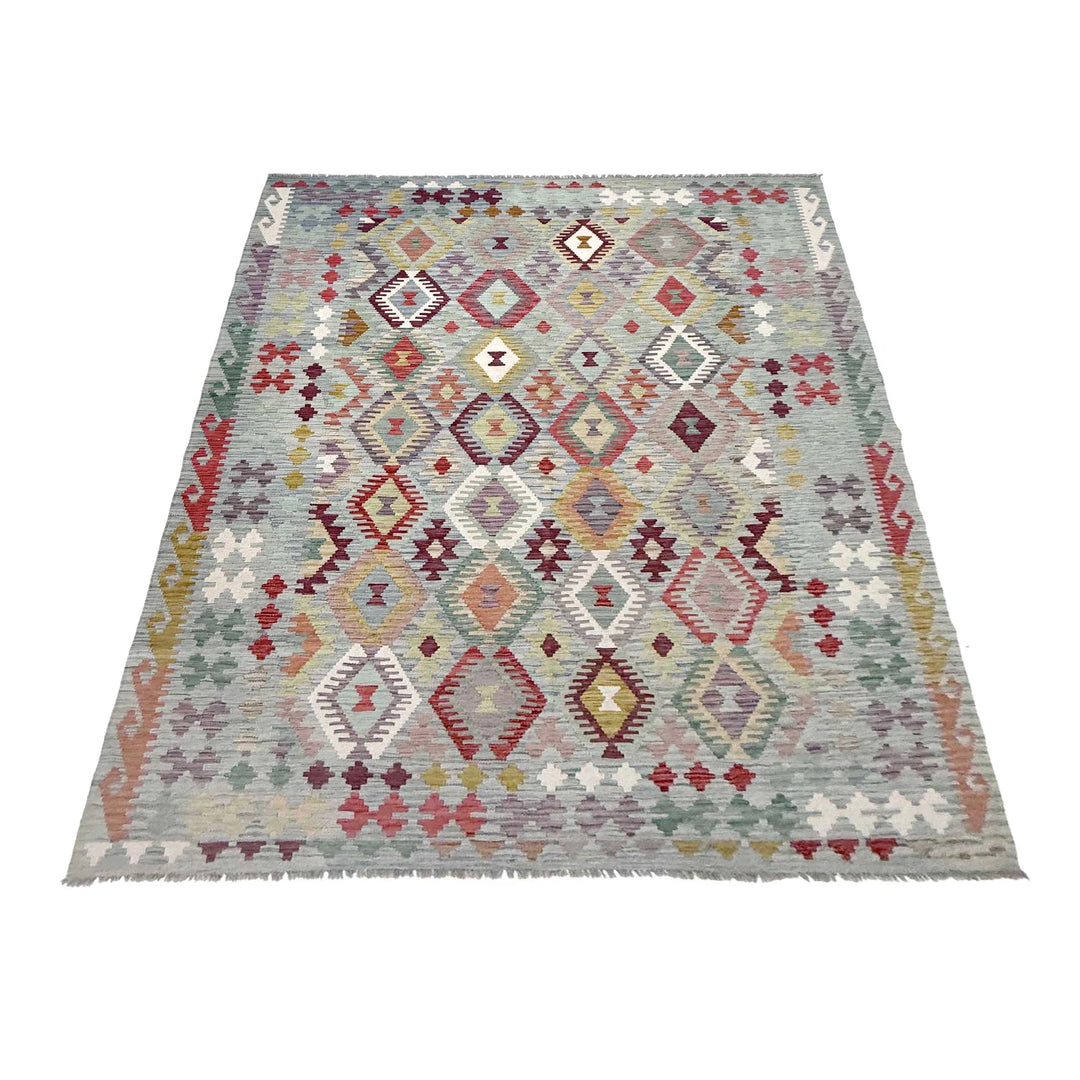 Afghan Kilim Rug 6' 7" x 9' 6" Flat-Weave | No. AL38147