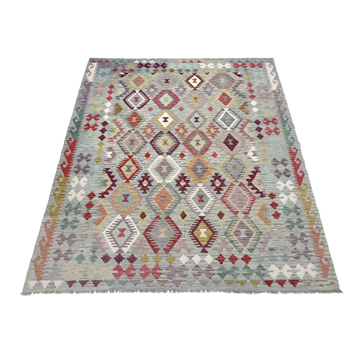Afghan Kilim Rug 6' 7" x 9' 6" Flat-Weave | No. AL38147