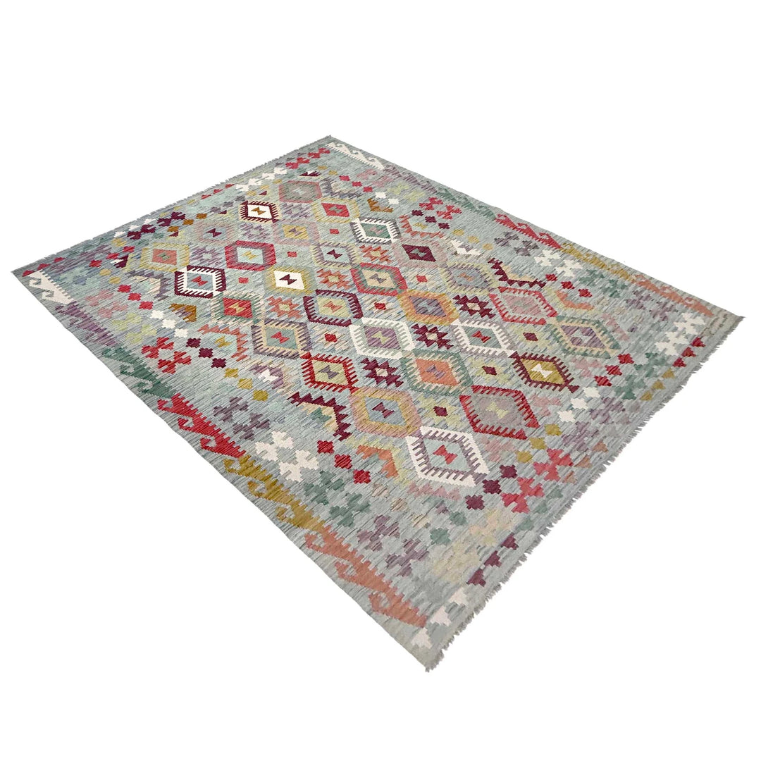 Afghan Kilim Rug 6' 7" x 9' 6" Flat-Weave | No. AL38147