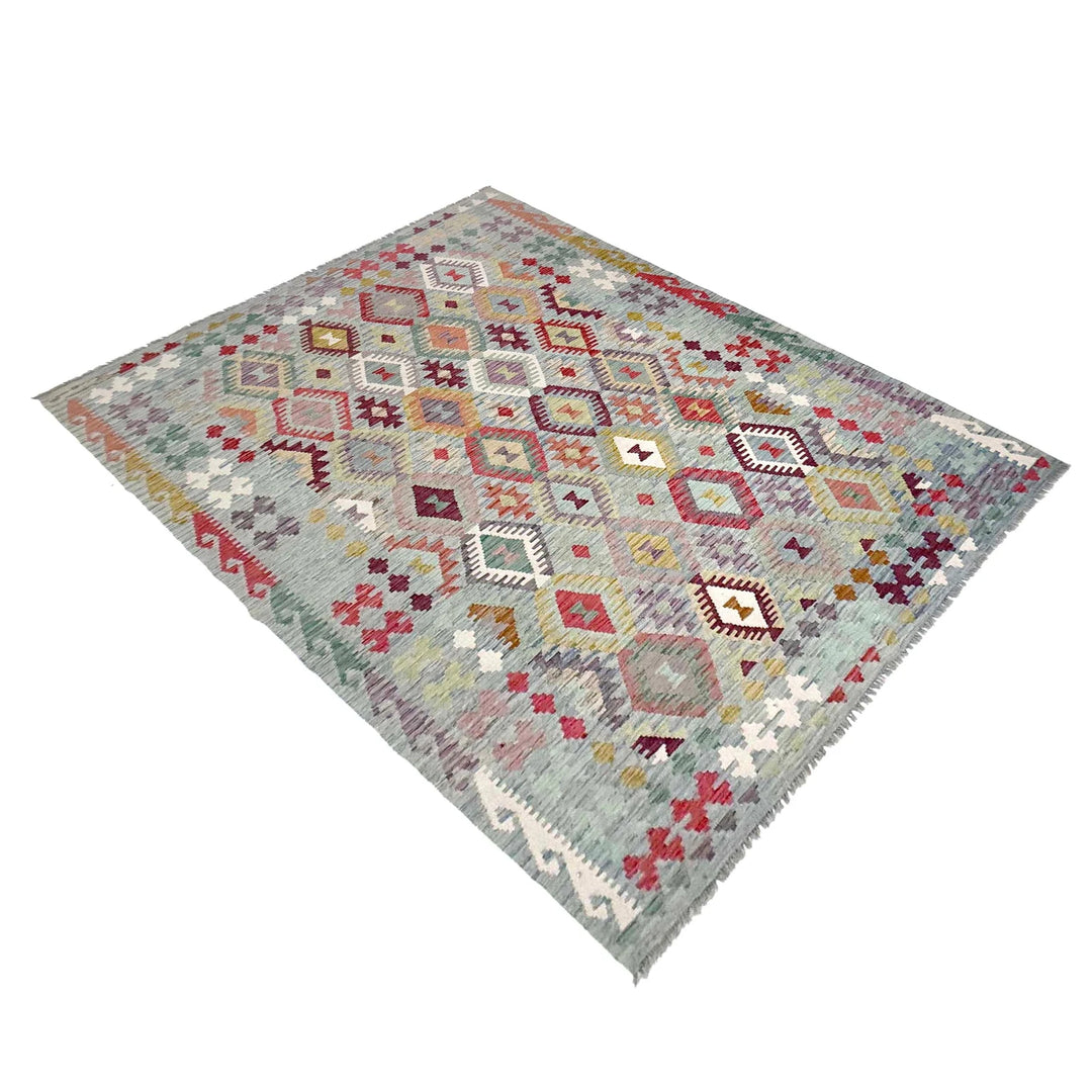 Afghan Kilim Rug 6' 7" x 9' 6" Flat-Weave | No. AL38147