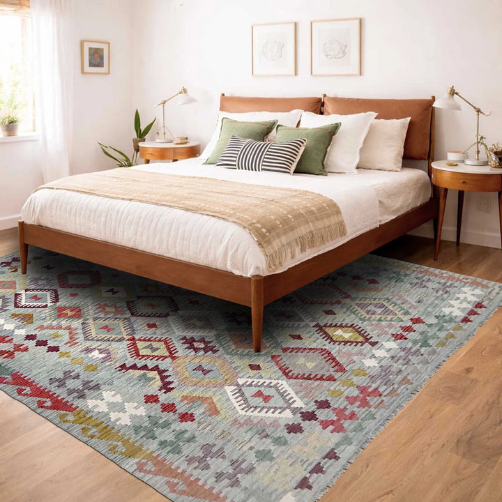 Afghan Kilim Rug 6' 7" x 9' 6" Flat-Weave | No. AL38147
