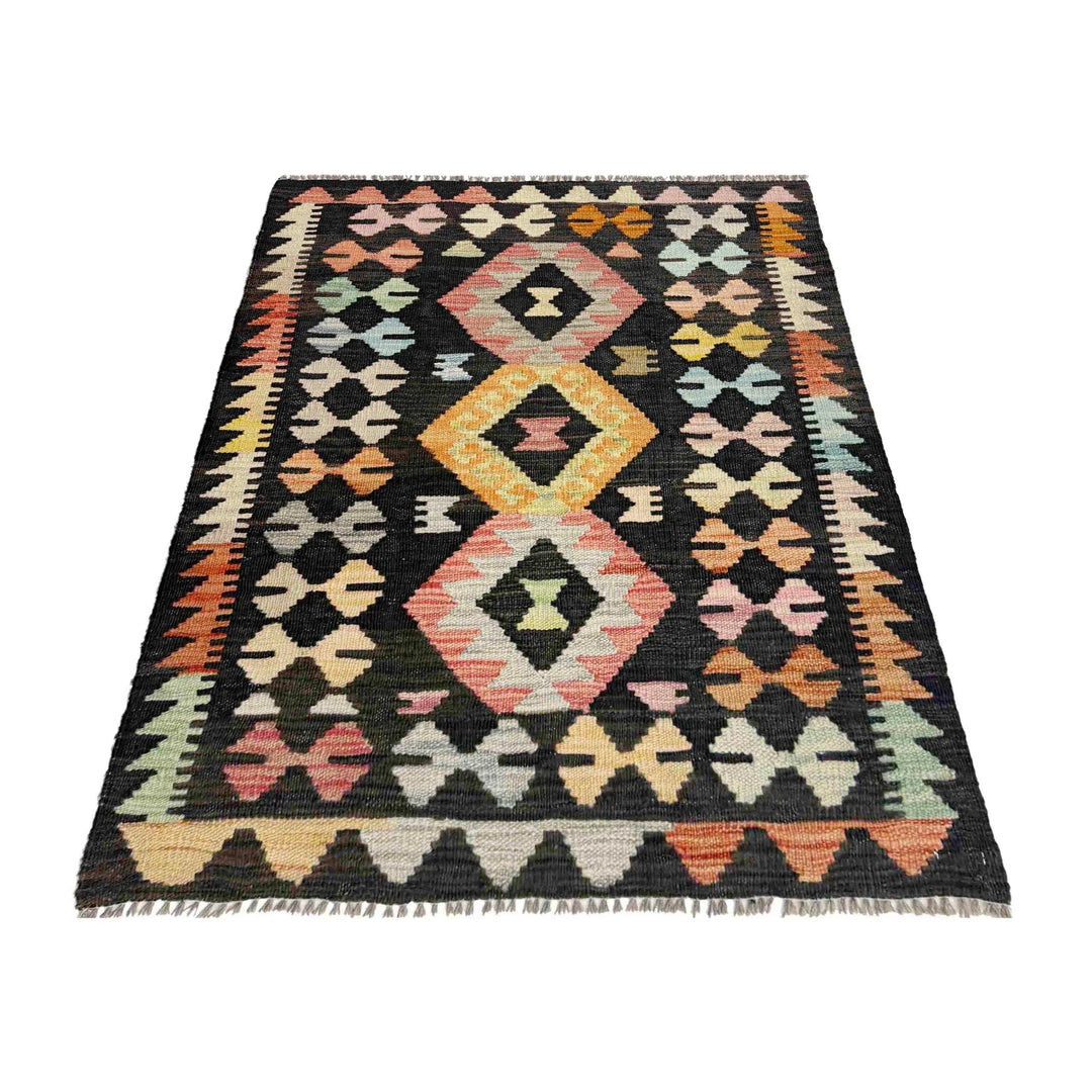 Afghan Vegetable Kilim Rug 2' 8" x 3' 9" Flat-Weave | No. AL381990
