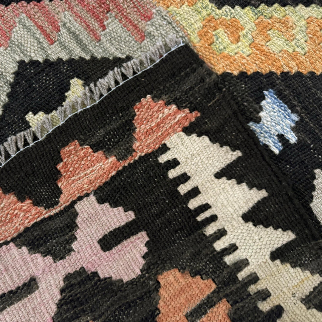 Afghan Vegetable Kilim Rug 2' 8" x 3' 9" Flat-Weave | No. AL381990