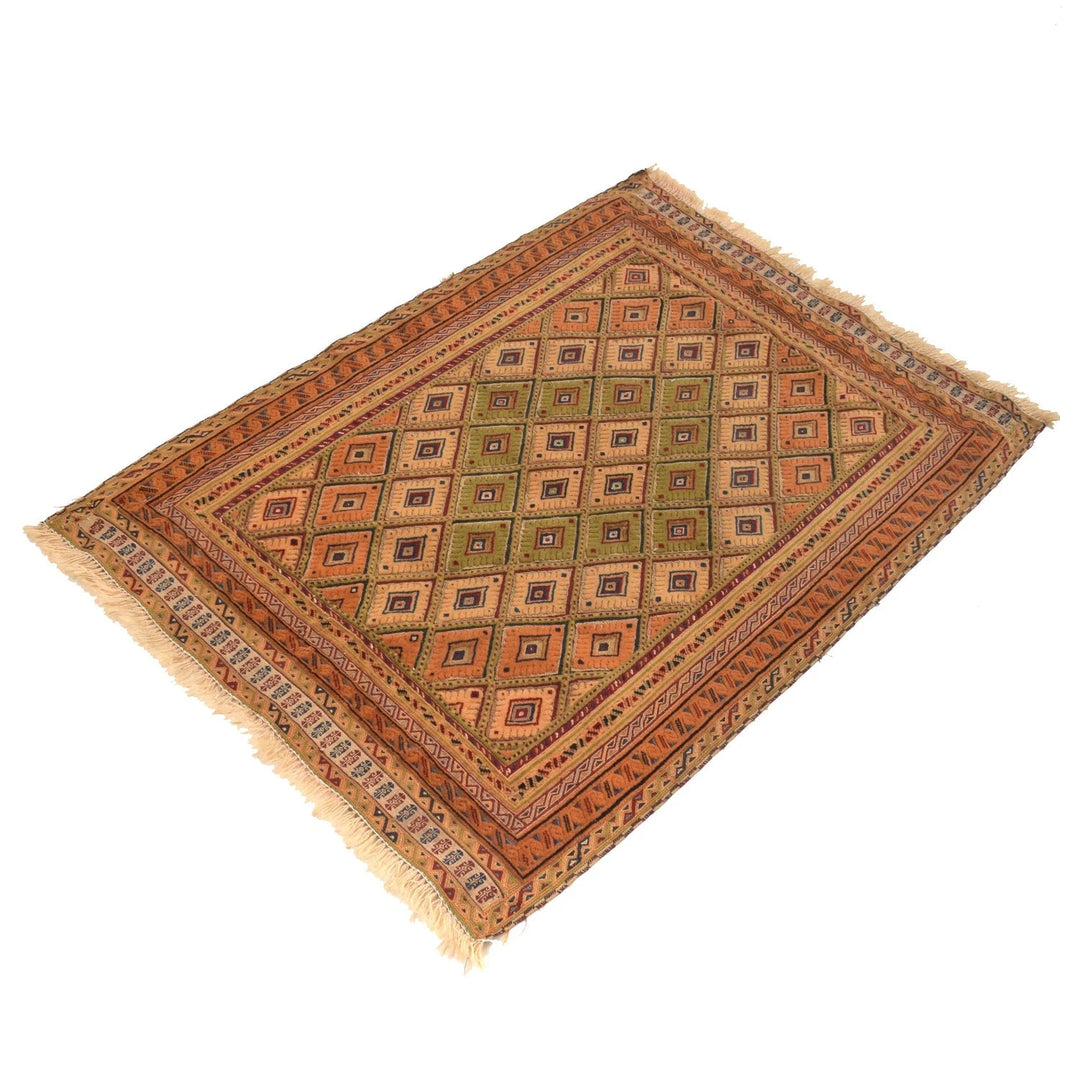 Afghan Nakhunak Kilim Rug 2' 7" x 3' 7" Flat-Weave | No. AL38207