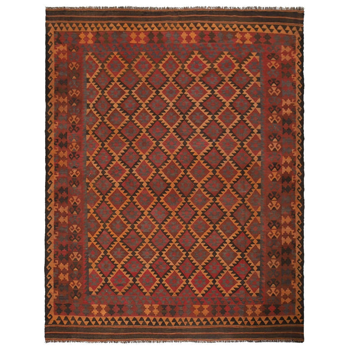 Red Afghan Kilim Rug 6' 7" x 8' 8" Flat-Weave | No. AL38223