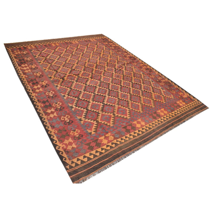 Red Afghan Kilim Rug 6' 7" x 8' 8" Flat-Weave | No. AL38223
