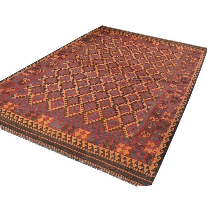 Red Afghan Kilim Rug 6' 7" x 8' 8" Flat-Weave | No. AL38223