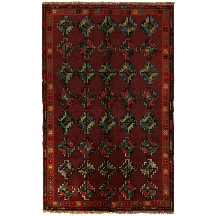 Afghan Baluchi Rug 4' 2" x 6' 7" Hand-Knotted | No. AL38235