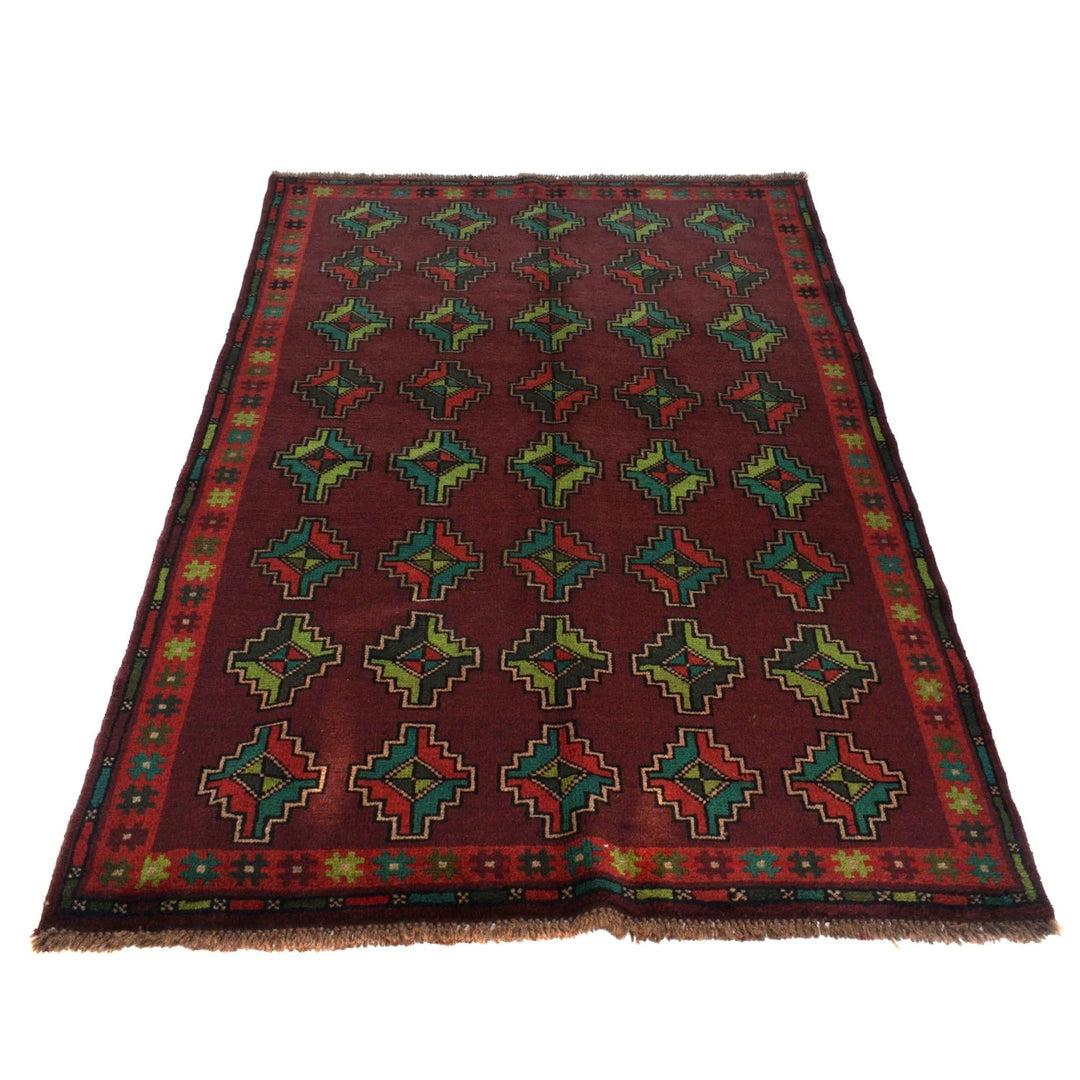 Afghan Baluchi Rug 4' 2" x 6' 7" Hand-Knotted | No. AL38235