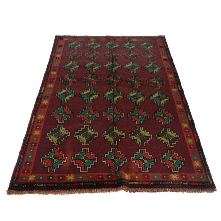 Afghan Baluchi Rug 4' 2" x 6' 7" Hand-Knotted | No. AL38235