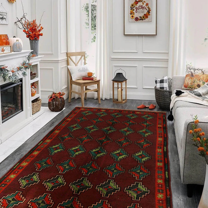 Afghan Baluchi Rug 4' 2" x 6' 7" Hand-Knotted | No. AL38235
