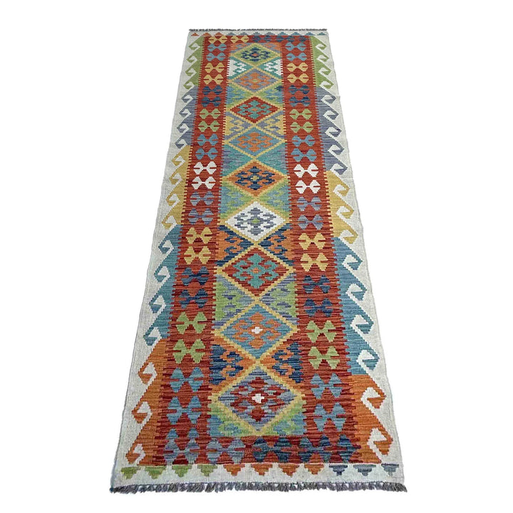 Afghan Vegetable Kilim Rug 2' 7" x 9' 8" Flat-Weave | No. AL38335