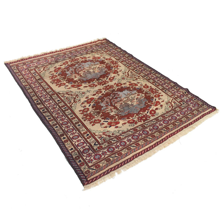 Afghan Kilim Rug 4' 8" x 6' 1" Flat-Weave | No. AL38369