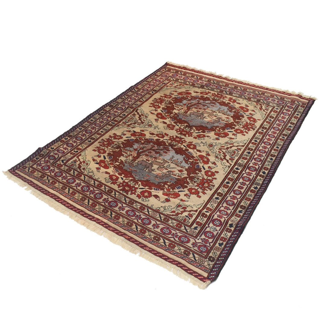 Afghan Kilim Rug 4' 8" x 6' 1" Flat-Weave | No. AL38369