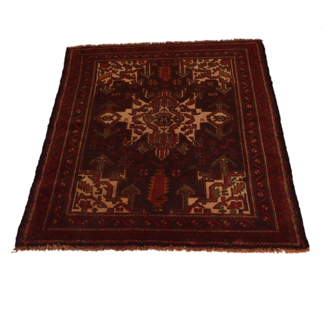 Afghan Baluchi Rug 2' 10" x 3' 10" Hand-Knotted | No. AL38374