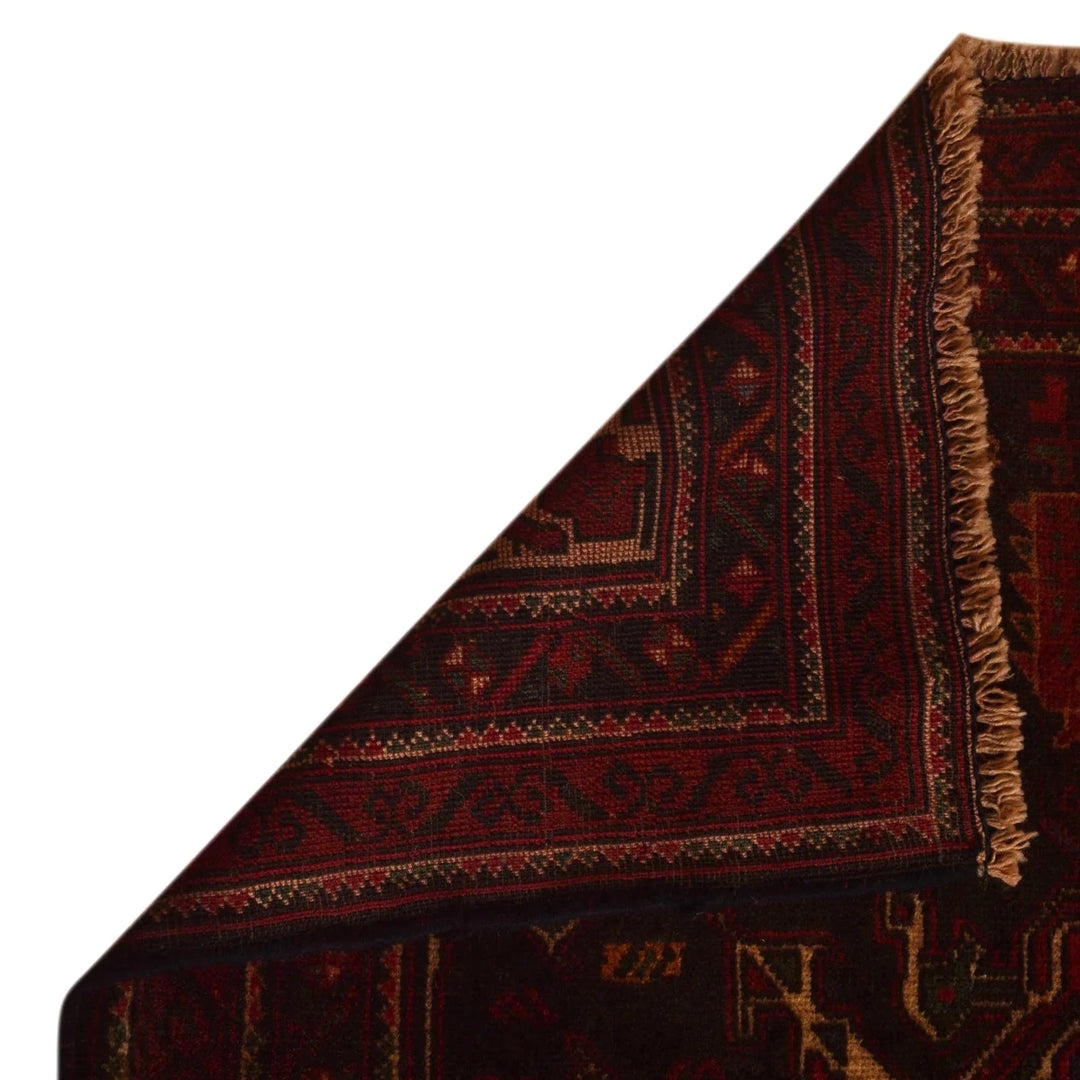 Afghan Baluchi Rug 2' 10" x 3' 10" Hand-Knotted | No. AL38374