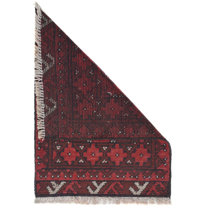 Red Afghan Oriental Rug 1' 7" x 2' 2" Hand-Knotted | No. AL38422