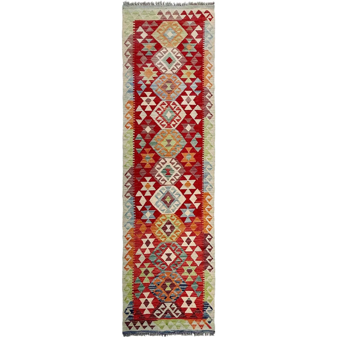 Afghan Vegetable Kilim Rug 2' 7" x 9' 11" Flat-Weave | No. AL384389