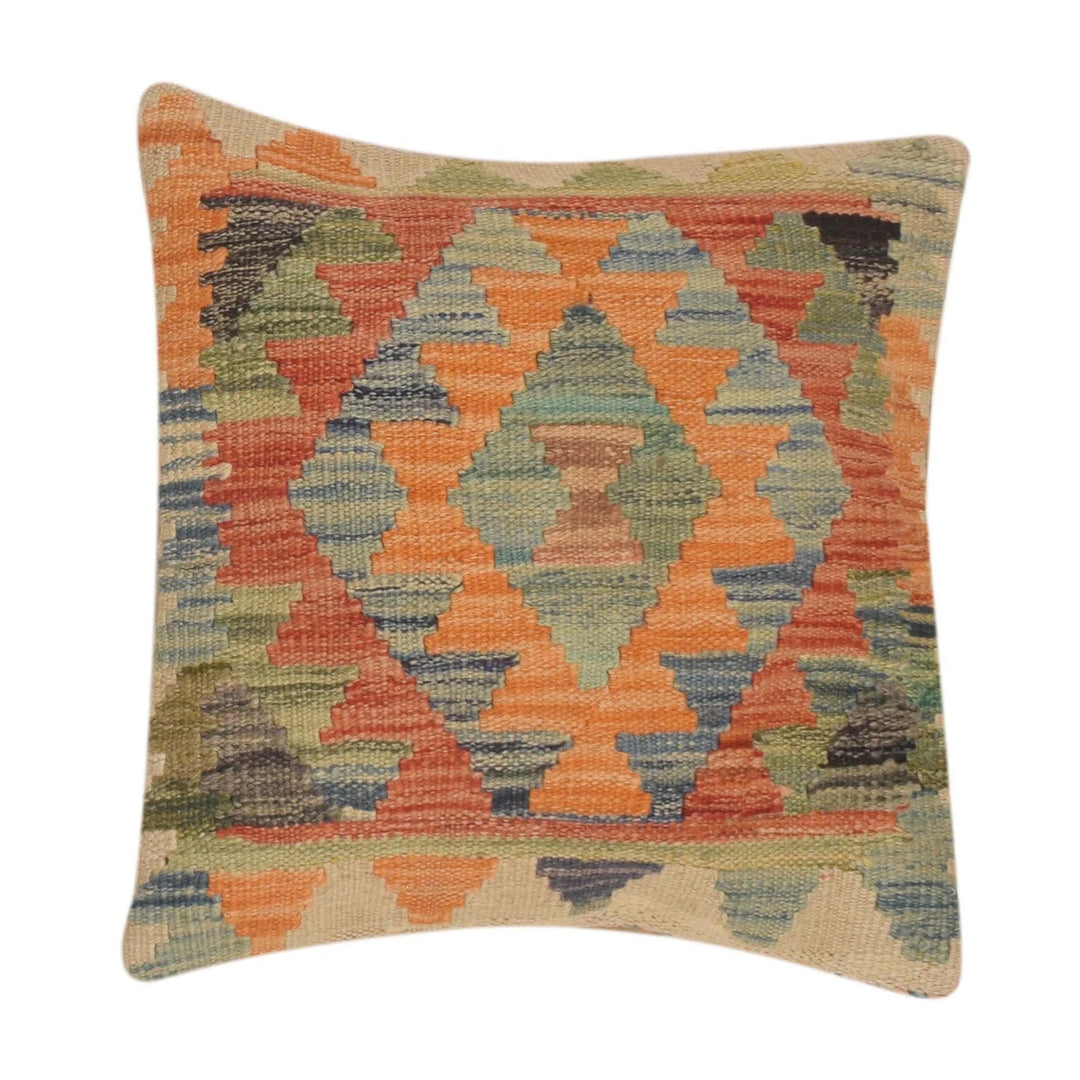 Afghan Kilim Cushion Cover 1' 6" x 1' 6" Flat-Weave | No. AL38438