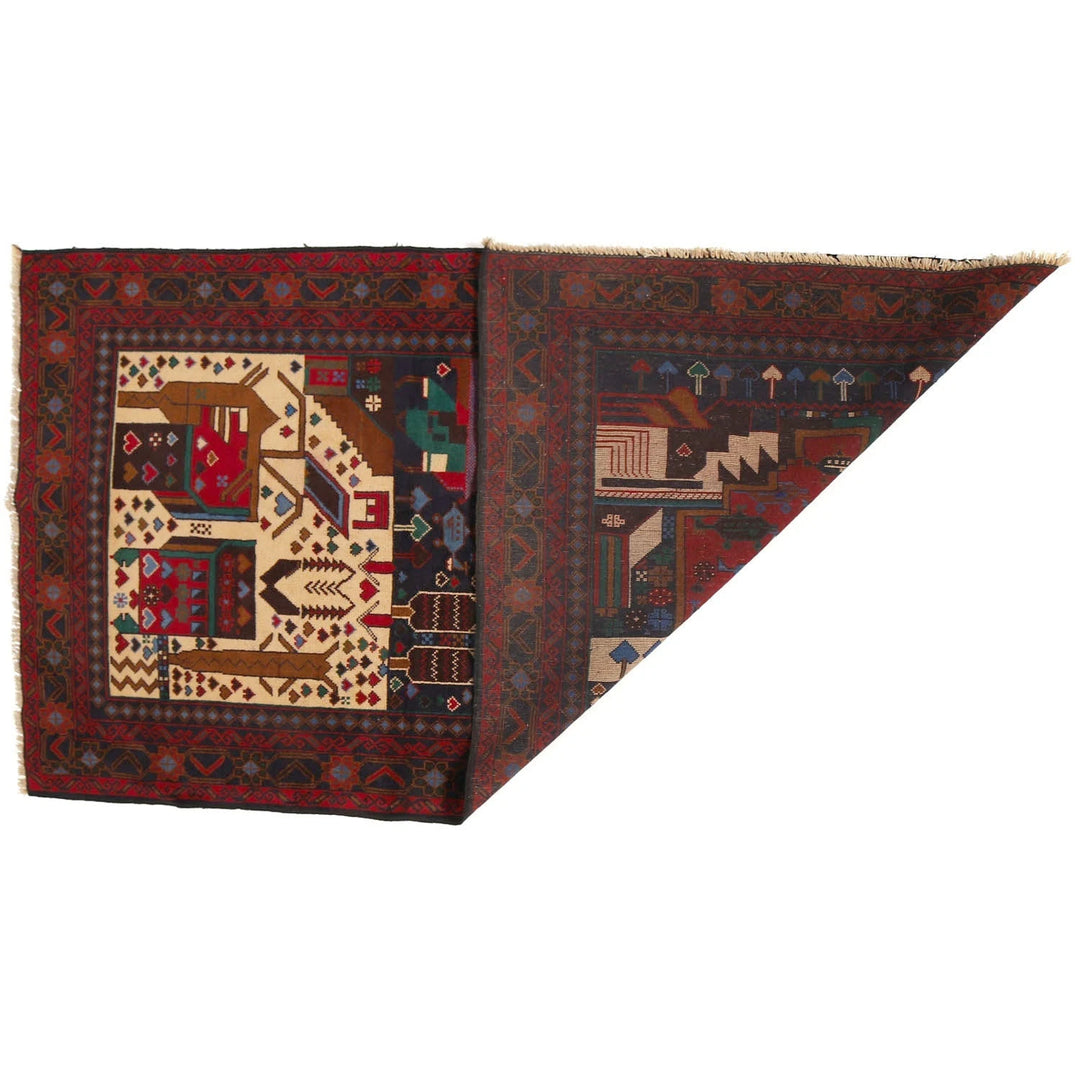 Afghan Pictorial Rug 3' 6" x 6' 6" Hand-Knotted | No. AL38439