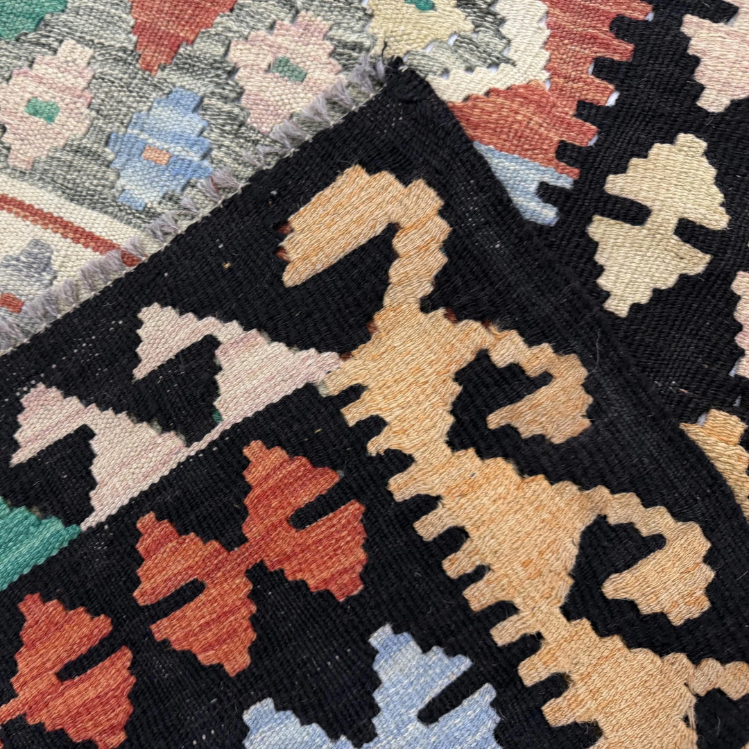 Afghan Vegetable Kilim Rug 3' 6" x 4' 10" Flat-Weave | No. AL384579