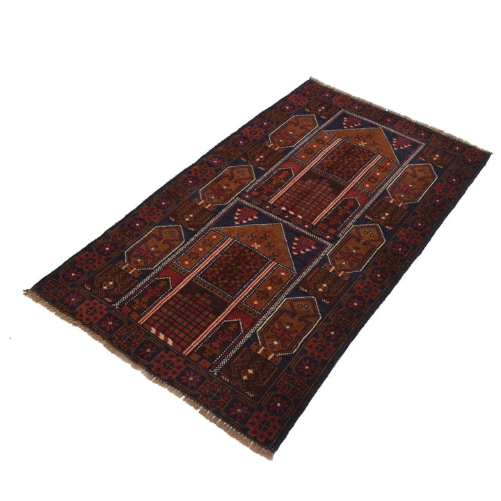 Afghan Baluchi Rug 2' 9" x 4' 7" Hand-Knotted | No. AL38468