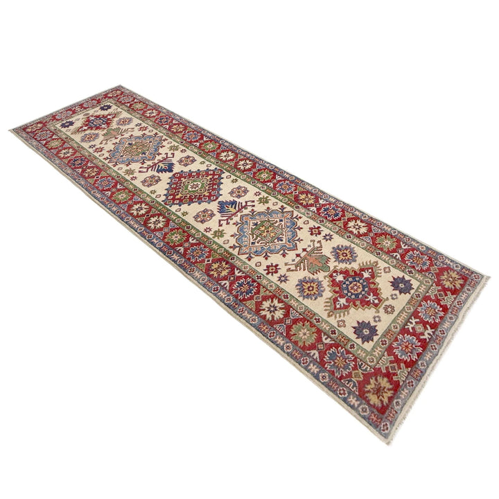 Beige Afghan Kazak Rug 2' 7" x 9' 9" Hand-Knotted | No. AL38553