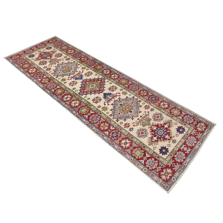 Beige Afghan Kazak Rug 2' 7" x 9' 9" Hand-Knotted | No. AL38553