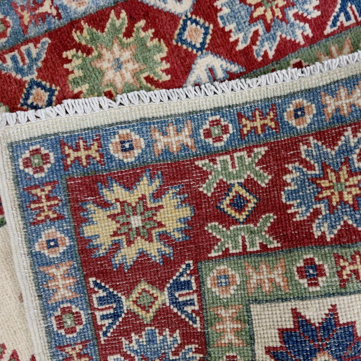 Beige Afghan Kazak Rug 2' 7" x 9' 9" Hand-Knotted | No. AL38553