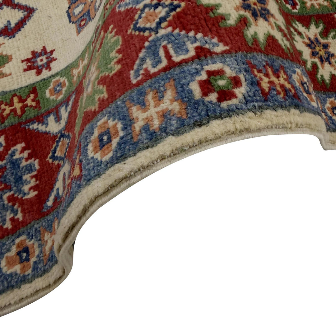 Beige Afghan Kazak Rug 2' 7" x 9' 9" Hand-Knotted | No. AL38553
