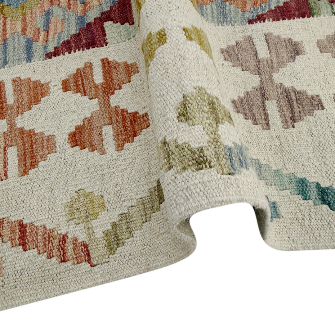 Afghan Vegetable Kilim Rug 2' 10" x 3' 9" Flat-Weave | No. AL385790