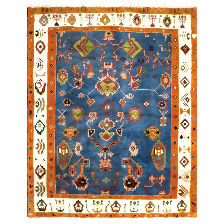Blue Afghan Oushak Rug 5' 2" x 6' 6" Hand-Knotted | No. AL38587