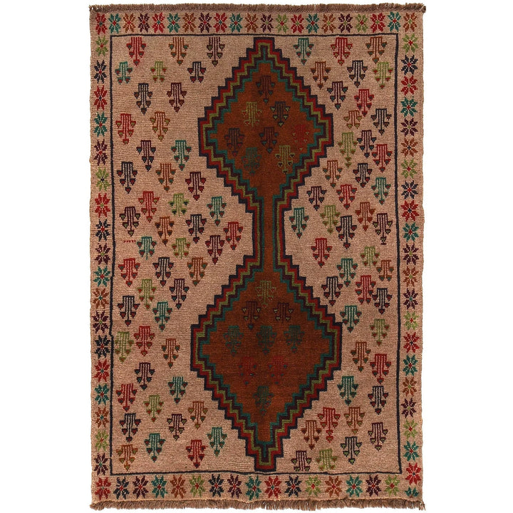 Afghan Baluchi Rug 4' 3" x 6' 3" Hand-Knotted | No. AL38625