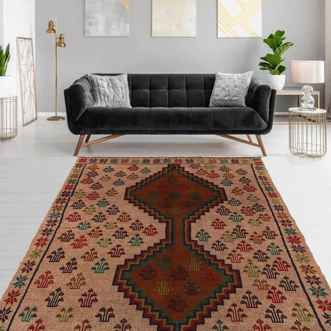 Afghan Baluchi Rug 4' 3" x 6' 3" Hand-Knotted | No. AL38625