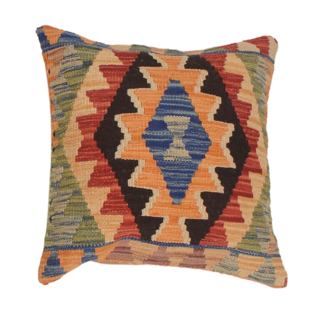 Afghan Turkish Design Cushion 1' 6" x 1' 6" Flat-Weave | No. AL38629