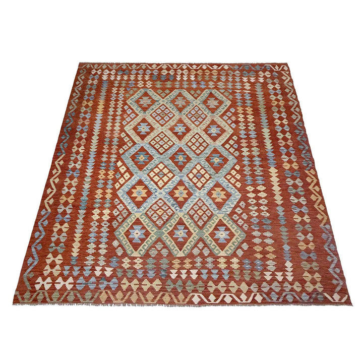 Afghan Vegetable Kilim Rug 8' 0" x 9' 5" Flat-Weave | No. AL386339