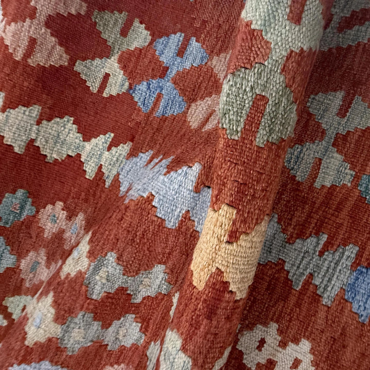 Afghan Vegetable Kilim Rug 8' 0" x 9' 5" Flat-Weave | No. AL386339
