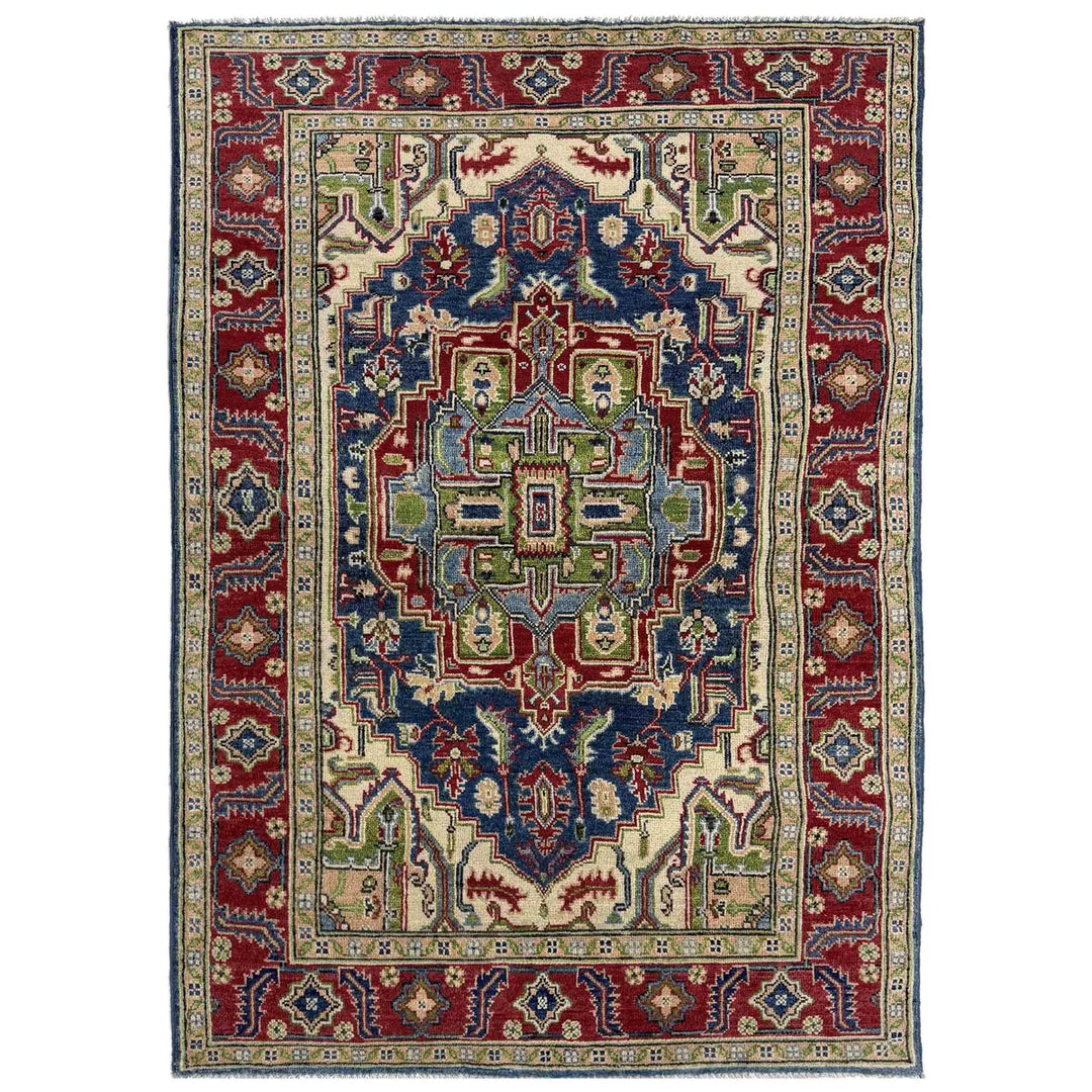 Afghan Heriz Rug 4' 0" x 6' 7" Hand-Knotted | No. AL38636