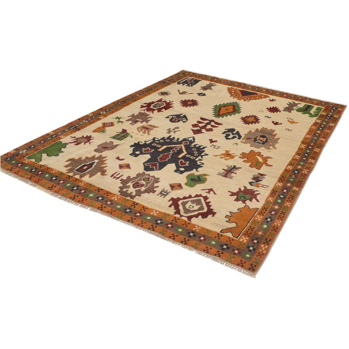 Tan Afghan Oriental Rug 5' 9" x 7' 5" Hand-Knotted | No. AL38649