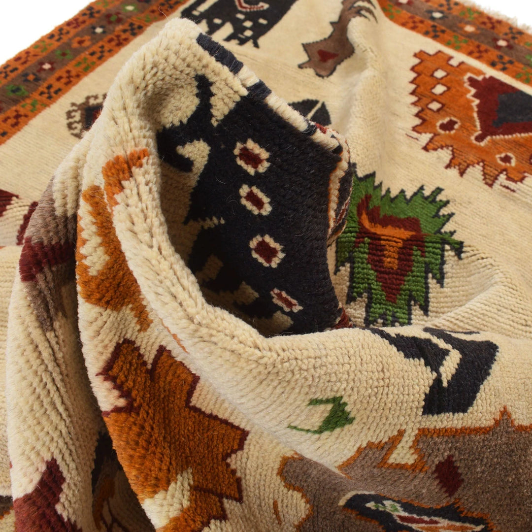 Tan Afghan Oriental Rug 5' 9" x 7' 5" Hand-Knotted | No. AL38649