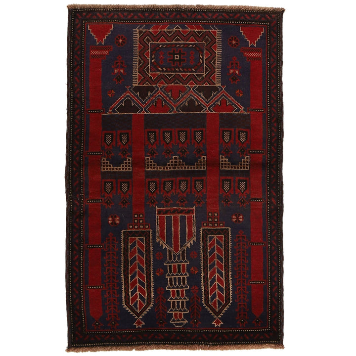 Afghan Prayer Rug 3' 0" x 4' 7" Hand-Knotted | No. AL38674
